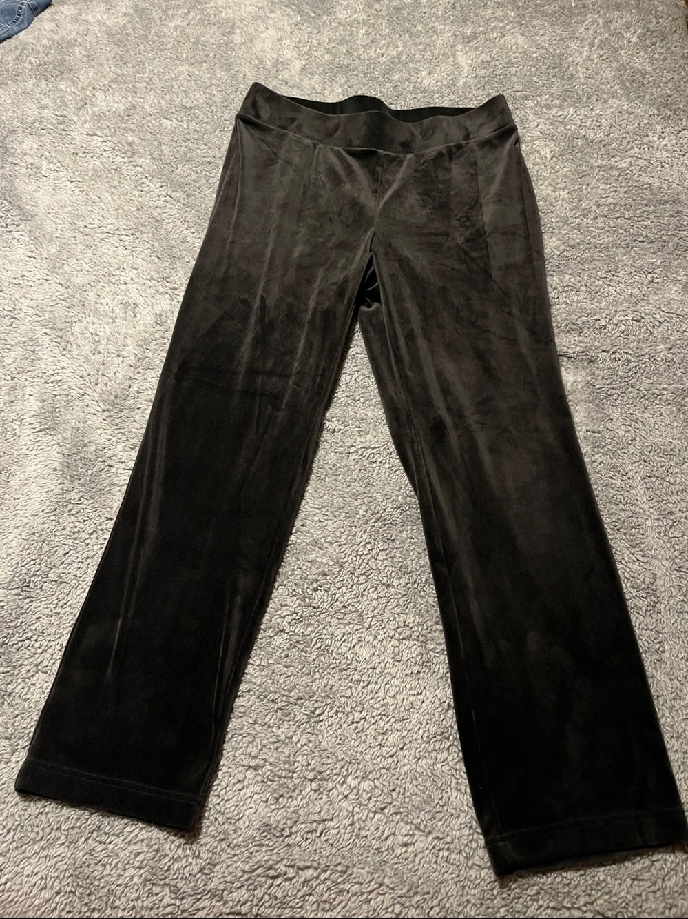 Pure Jill Pants Black Velvet Size Medium Elastic Waist Pull on Comfort Trousers